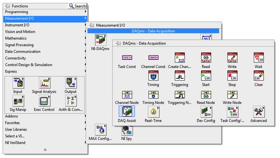Figure 4. Once a driver is installed, you can access the instrument function palette.