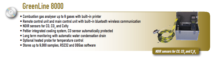 • Remote control unit and main control unit with built-in bluetooth wireless communication • NDIR sensors for CO, CO2 and CxHy • Peltier integrated cooling system, CO sensor automatically protected • Long term monitoring with automatic water condensation drain • Optional heated probe for temperature control