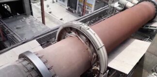 The Cement Plant Rotary Kiln in Operation